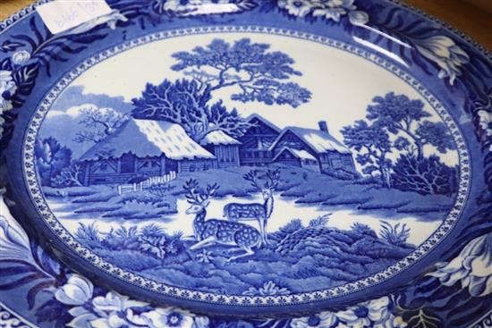A group of English porcelain and pottery to include a Wedgwood fallow deer pattern meat dish